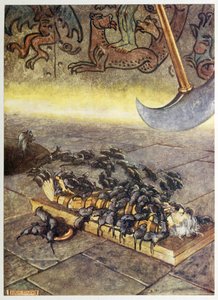 „Oni roili się na mnie w coraz większych stosach.”, z Selected Tales of Mystery, wyd. 1909 (litografia kolorowa)