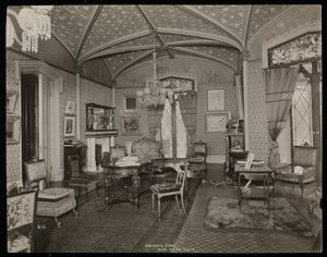 Salon posiadłości Helen Gould (późniejsza rezydencja Jaya Goulda) w Tarrytown, Nowy Jork, 1893-94 (srebrny odbitka żelatynowa) autorstwa Byron Company