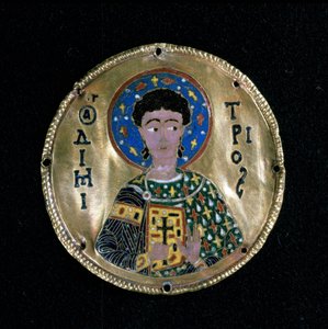 Popiersie św. Demetriusza, emalia, Bizancjum autorstwa Byzantine