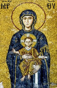 Mozaika Komnena przedstawiająca Madonnę z Dzieciątkiem, Hagia Sophia, Turcja. (Mozaika) autorstwa Byzantine