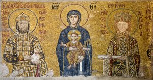 Mozaika Komnena przedstawiająca Madonnę z Dzieciątkiem, Hagia Sophia, Turcja. (Mozaika)