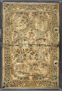 Egerton MS 1139 Górna okładka ze scenami z życia Dawida, „Psałterz Królowej Melisendy”, Jerozolima, ok. 1131-40 (kość słoniowa i turkus) autorstwa Byzantine
