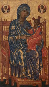 Madonna z Dzieciątkiem na tronie, ok. 1250-1275 (tempera na płycie z topoli) autorstwa Byzantine