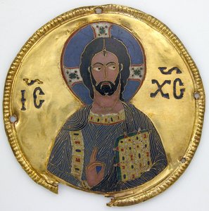 Medalion z Chrystusem z Ramy Ikony, ok. 1100 (złota, srebrna i emaliowana cloisonné) autorstwa Byzantine