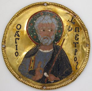Medalion ze Świętym Piotrem z Ramy Ikony, ok. 1100 (złoty, srebrny i emaliowany cloisonné) autorstwa Byzantine