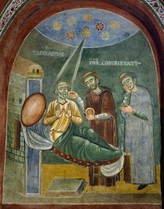 Święty Eldrad umierający podczas przyjmowania Eucharystii, fragment z Opowieści św. autorstwa Byzantine