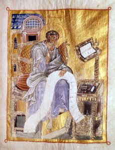 Św. Marek reprezentowany w XIII-wiecznym bizantyjskim manuskrypcie, Londyn, Wiktoria i Albert. autorstwa Byzantine