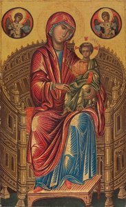 Madonna z Dzieciątkiem na zakrzywionym tronie autorstwa Byzantine 13th Century