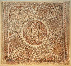 Posadzka mozaikowa z bizantyjskiego klasztoru twierdzy w Deir Qala, VI wne (mozaika) autorstwa Byzantine Byzantine