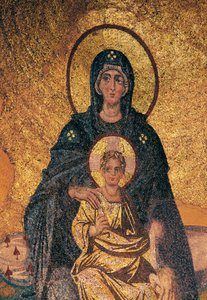 Dziewica z Dzieciątkiem na tronie (mozaika) autorstwa Byzantine Byzantine