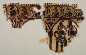 Ozdoba na szyję tuniki, lata 400. (splot gobelinowy z dodatkowym wątkiem, niebarwiony len i barwiona wełna) autorstwa Byzantine Period Egyptian