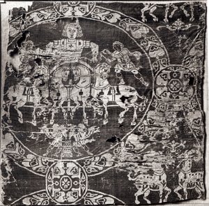 Woźnica rydwanu ze Skarbu Aix-la-Chapelle (tkanina jedwabna) autorstwa Byzantine School