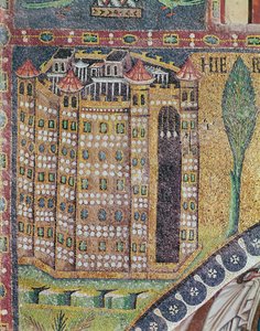Fragment Jerozolimy (mozaika) autorstwa Byzantine School