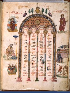 F.4v, tablice kanoniczne, z Ewangelii Rabuli, 586 ne (tempera na welinie) autorstwa Byzantine School