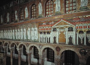 Fasada Palazzo di Teodorico i Procesja Męczenników, 527-99 (mozaika) autorstwa Byzantine School
