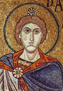 Prorok Daniel (VI wiek). Dzieło bizantyjskiego mistrza, mozaika, detal dekoracji bazyliki św. Marka w Wenecji (Włochy) autorstwa Byzantine School