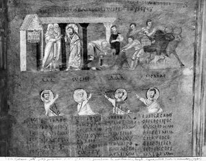 Pani EAB 664 Jezus wygania kupców ze Świątyni, z Codex Purpureus autorstwa Byzantine School