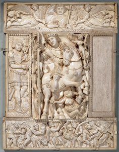 Cesarz Triumfujący, znany jako Barberini Ivory, 500-550 AD autorstwa Byzantine School