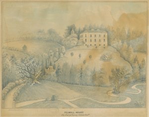 Drayton-in-Hales - Pelwall House: niebieski rysunek wash, nd [?XIX wiek] autorstwa C.B Ash