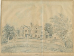 Eccleshall - Biana Hall: niebieski rysunek wash i [połowa XIX wieku] autorstwa C.B Ash