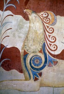 Gryf, fresk w sali tronowej, Pałac w Knossos, Kreta, Grecja, cywilizacja minojska