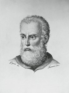 Portret Annibale Caro (1507-1566), włoskiego pisarza i poety, rycina Ado Fioroni (czynny 1812-1833) wg rysunku Giovanniego Battisty Gigoli (1767-1841) autorstwa J.B. and Brown J. Rowbotham