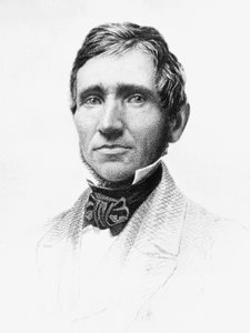 Portret Charlesa Goodyeara (1800-1860), amerykańskiego chemika samouka i wynalazcy, który opracował gumę wulkanizowaną, rycina