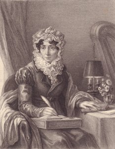 Portret francuskiej pisarki Stephanie-Felicite Ducrest de Saint Aubin, Madame de Genlis (1746-1830), grawerowanie