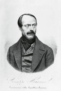 Portret Giuseppe Mazziniego (1805-1872), włoskiego patrioty, polityka, filozofa i dziennikarza, grawerowanie