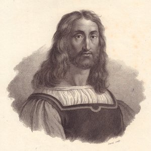 Portret włoskiego grawera Marcantonio Raimondiego (1480-1534), miedzioryt Barniego z obrazu Raffaello Sanzio