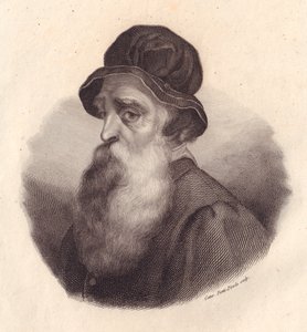 Portret włoskiego rzeźbiarza i złotnika Benvenuto Celliniego (1500-1571), miedzioryt Cateriny Piotti-Pirola z obrazu Giorgio Vasari autorstwa J.B. and Brown J. Rowbotham