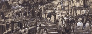 XVII-wieczna scena parafialna (gwasz na papierze) autorstwa C.L. Doughty