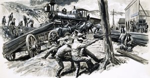 Kolej przejechała przez stan Waszyngton w 1873 roku autorstwa C.L. Doughty