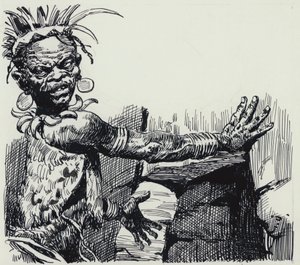 Ilustracja dla King Solomons Mines (gwasz na papierze) autorstwa C.L. Doughty