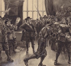 Oliver Cromwell wydalający pozostałych członków Izby Gmin autorstwa C.L. Doughty