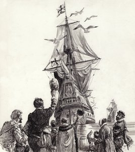 Złoty Hind (gwasz na papierze) autorstwa C.L. Doughty