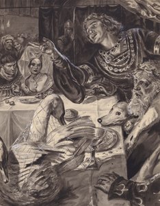 Młody książę Walii przysięga walczyć ze Szkotami (gwasz na papierze) autorstwa C.L. Doughty