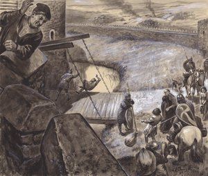 Niezidentyfikowana scena historyczna (gwasz na papierze) autorstwa C.L. Doughty