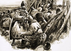 Wraz z niewielką grupą lojalnych zwolenników, król Alfred wycofał się na bagna autorstwa C.L. Doughty