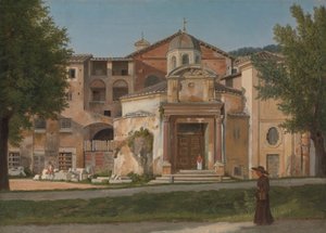Odcinek Via Sacra, Rzym Kościół Świętych Kosmy i Damiana, ca. 1814-15. autorstwa Christoffer Wilhelm Eckersberg