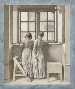 Przy oknie w pracowni artysty autorstwa Christoffer Wilhelm Eckersberg