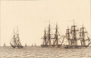 Żeglarstwo bryg. Ilustracja do „Perspektywy liniowej”, tabliczka IXb autorstwa Christoffer Wilhelm Eckersberg