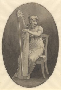 Pani grająca na harfie autorstwa Christoffer Wilhelm Eckersberg