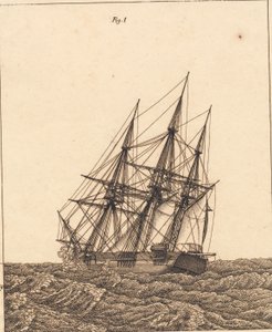 Korweta podczas burzy. Ilustracja do „Perspektywy liniowej”, płyta X autorstwa Christoffer Wilhelm Eckersberg