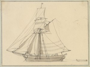 Slup pod żaglami. autorstwa Christoffer Wilhelm Eckersberg