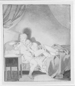 Przytulna para w łóżku autorstwa Christoffer Wilhelm Eckersberg