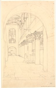 Et parts i kirken S. Lorenzo fuori le Mura, Rom autorstwa Christoffer Wilhelm Eckersberg