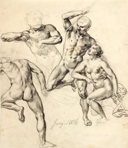 Studia postaci – trzech mężczyzn i jedna kobieta autorstwa Christoffer Wilhelm Eckersberg