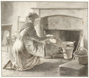 Jedzenie jest przygotowane. Hostessa Eckersberga w Paryżu (?) autorstwa Christoffer Wilhelm Eckersberg