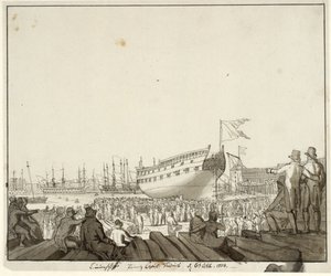 Liniowiec Prins Christian Frederik osiadł na mieliźnie autorstwa Christoffer Wilhelm Eckersberg